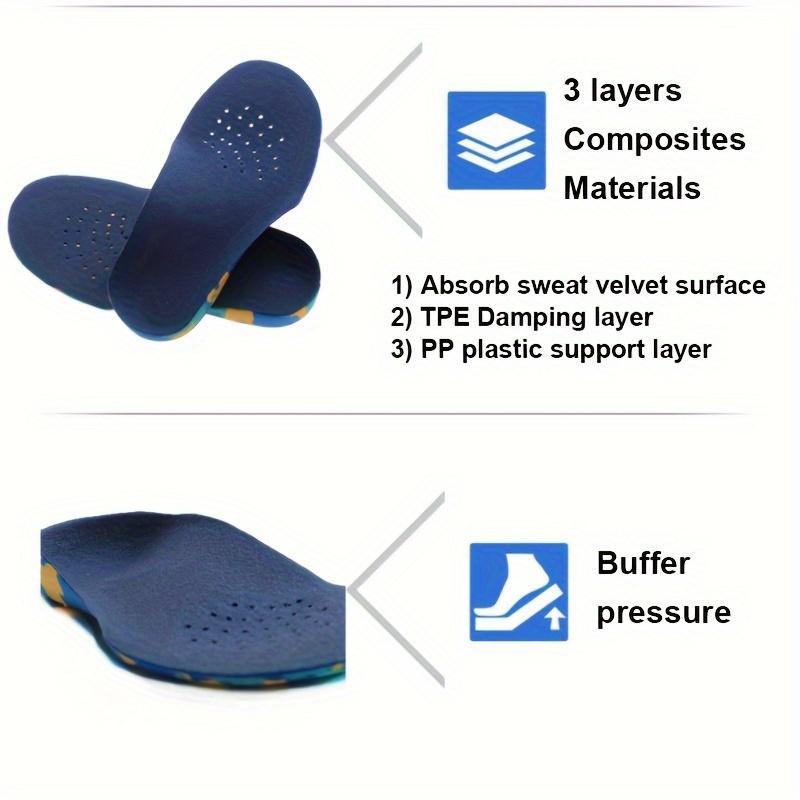 1-12 Years Kids Breathable Insoles With Arch Support, 1 Pair Running Insert Deodorant Breathable Cushion For Feet Sneakers Soles Pads