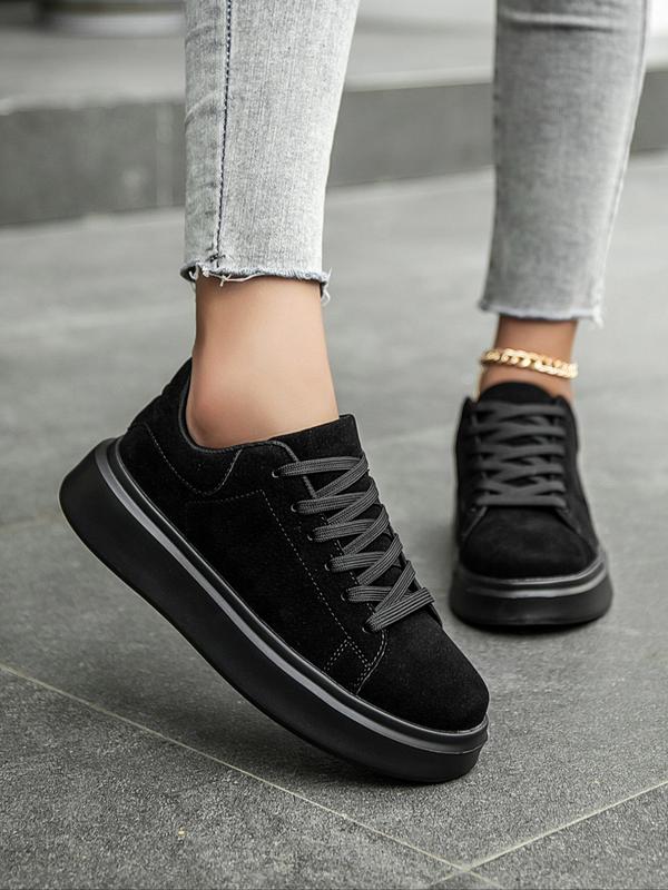 Women's Fashionable Lace Up Low Top Sneakers, Casual Comfortable Breathable Sports Shoes, Female All-match Round Toe Skate Shoes for Daily Wear