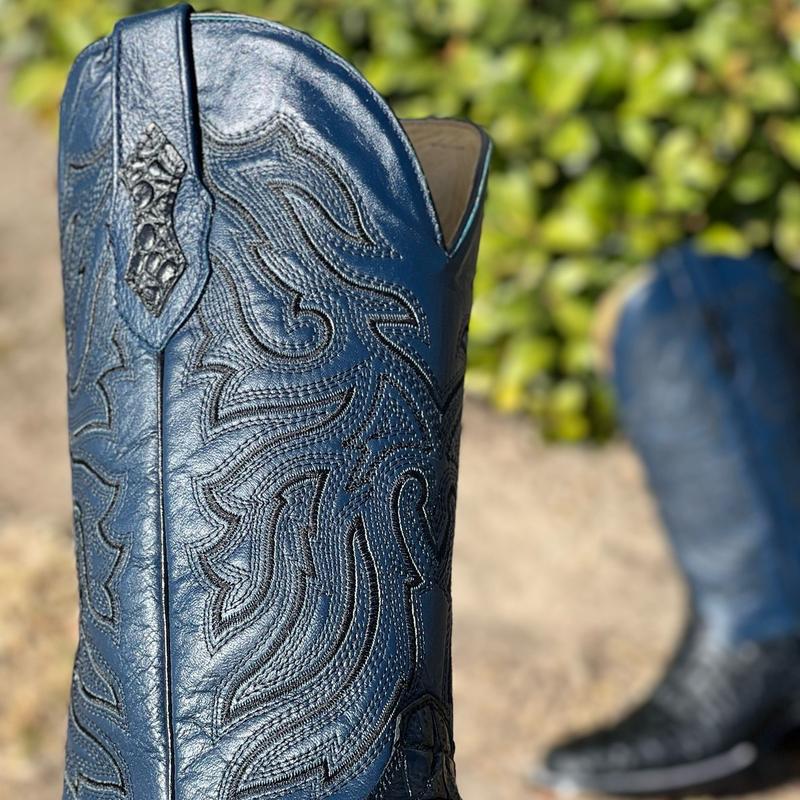 MENS BLACK AND BLUE WESTERN BOOTS