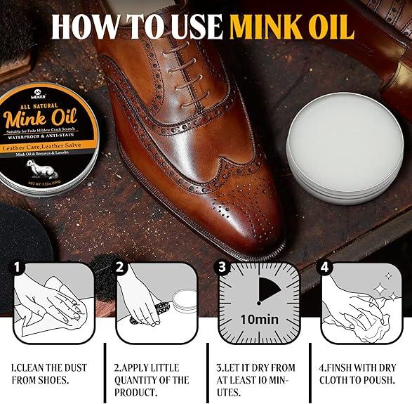 MEKER Mink Oil for Leather Boots, Leather Conditioner and Cleaner 3.52 oz-All-Natural Waterproof Soften and Restore Shoes