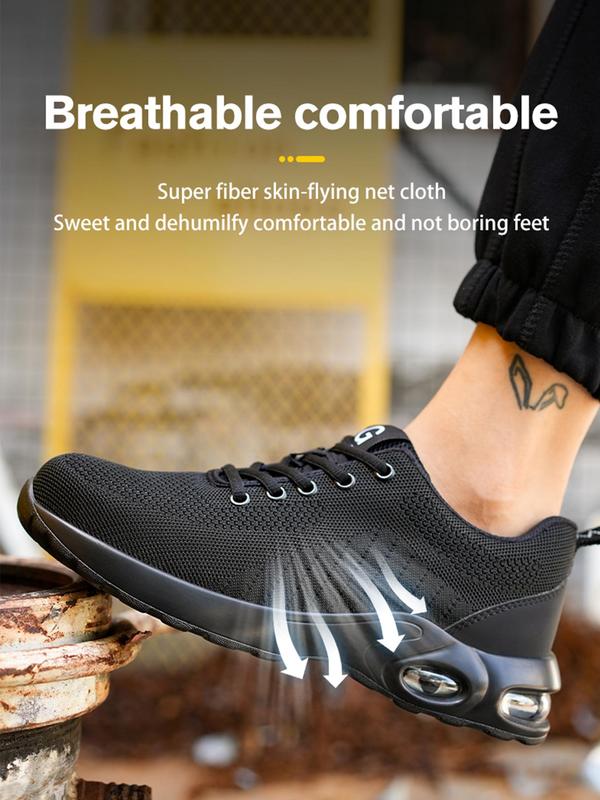 Men's Lightweight Air Cushion Anti-smashing Anti-puncture Work Shoes,  Shoes for Healthcare Workers, Mens Sneakers, Lace Up Low Top Safety Shoes for Men, Breathable Comfortable Non-slip Shoes for Work Fall Outfits Fall Freshness