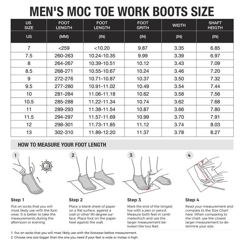 Soft Toe Soft Toe Work Boots for Men, 6 Inch Mens Waterproof Wedge Moc Toe Boots, Full-Grain Leather, Oil and Slip-Resistant Safety Boots, EH Protection, Brunt Work Boots for Men, for Construction Boy Shoe Comfort Closed Walking Shoes