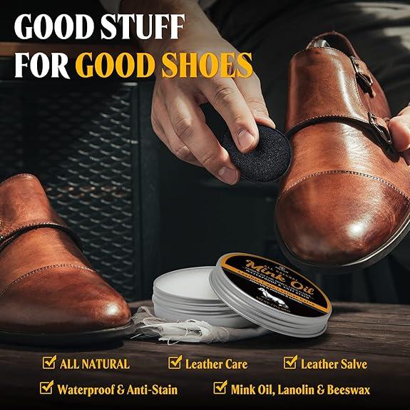 MEKER Mink Oil for Leather Boots, Leather Conditioner and Cleaner 3.52 oz-All-Natural Waterproof Soften and Restore Shoes