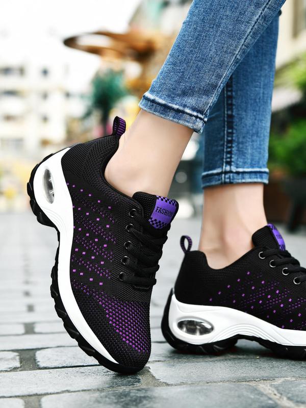 Women's Sporty Lace Up Low Top Sneakers (1 Pair), Casual Comfortable Breathable Running Sports Shoes, Fashionable Sneakers for Daily Wear for Women & Girls