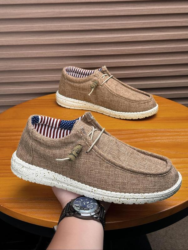 Fashionable Lace Up Low Top Loafers, Casual Loafers Men, Boy Slipon Walking Shoes, Comfortable Breathable Canvas Shoes, Lightweight Non-slip Shoes for Men