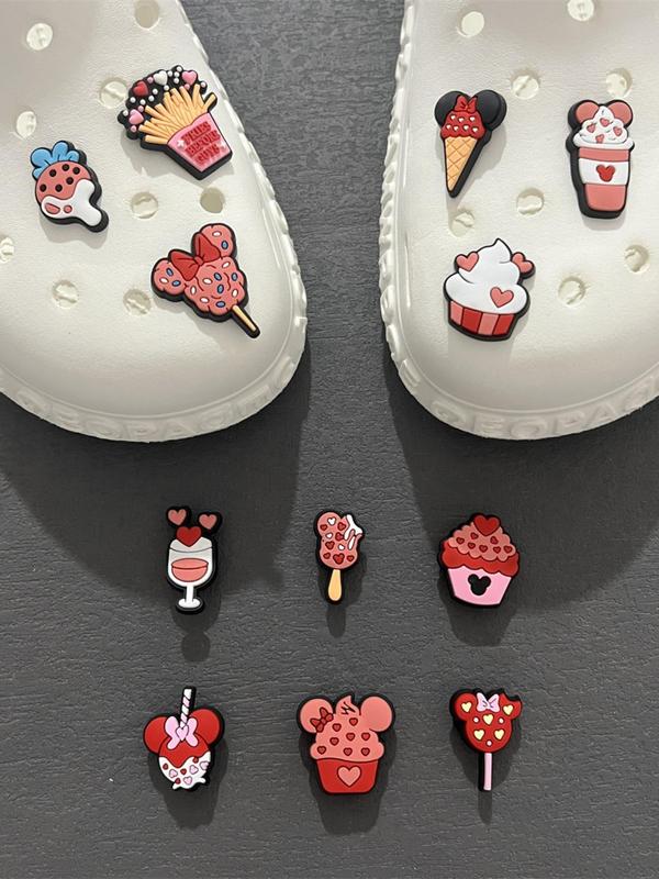 12pcs set Cute Cartoon Ice Cream Shoe Croc Charms, Comfort Shoes Decoration for Women & Girls, Gift for Diy, All-match Fashion Shoes Accessories for Daily Wear