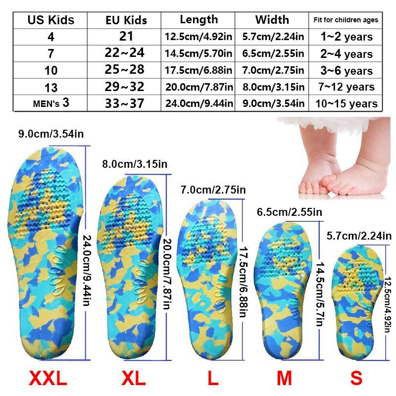 1-12 Years Kids Breathable Insoles With Arch Support, 1 Pair Running Insert Deodorant Breathable Cushion For Feet Sneakers Soles Pads