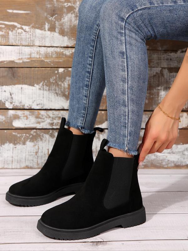 Women's Fashionable Solid Color Ankle Boots, Casual Comfortable Round Toe Boots for Daily Wear, Female All-match Trendy Shoes for Daily Wear