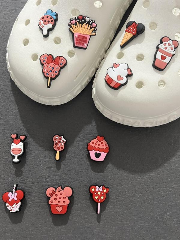 12pcs set Cute Cartoon Ice Cream Shoe Croc Charms, Comfort Shoes Decoration for Women & Girls, Gift for Diy, All-match Fashion Shoes Accessories for Daily Wear