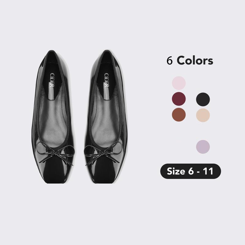 [6 Colors, Size 6-11] Women Flat Mary Jane Shoes Ballet Shoes Square Bow Wedding Party Shoes