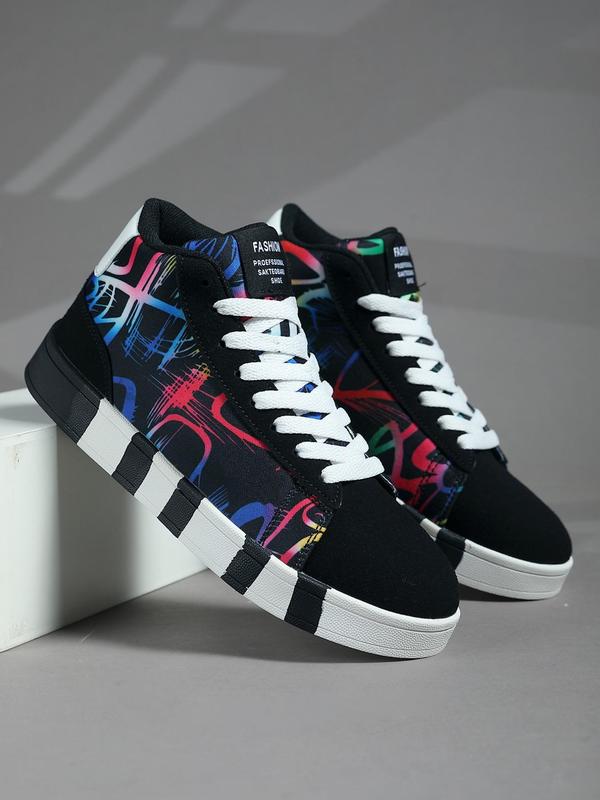 Fashionable Letter Pattern High Top Sneakers, Casual Comfortable Sports Shoes for Women, Trendy All-match Skate Shoes for Daily Wear