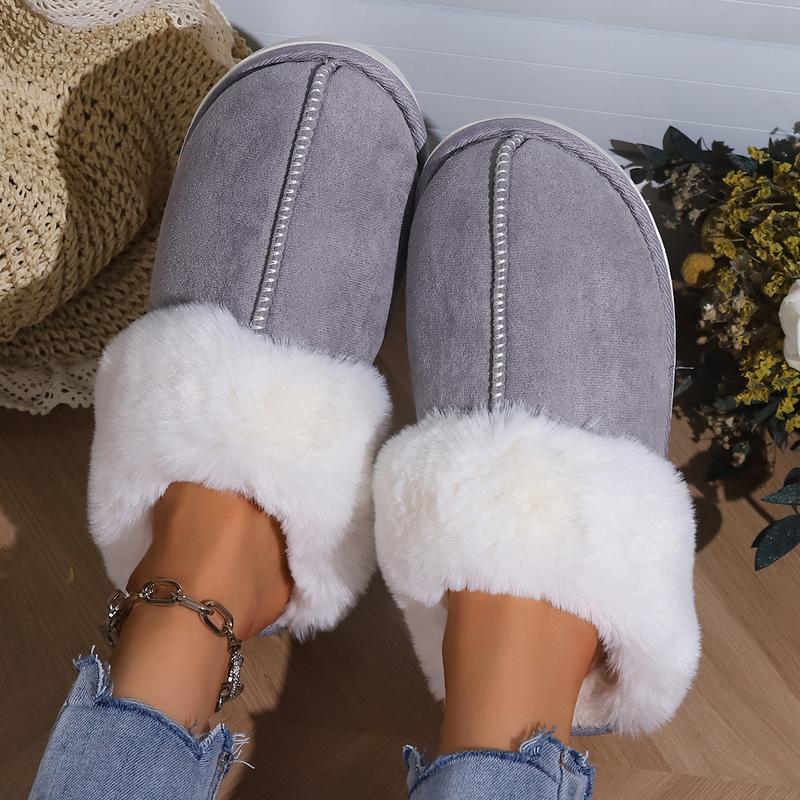 Black Friday Women's Warm Winter Indoor Slippers, Solid Color Non-Slip Soft Plush Comfy Slippers for Office, Soft Bedroom Slippers