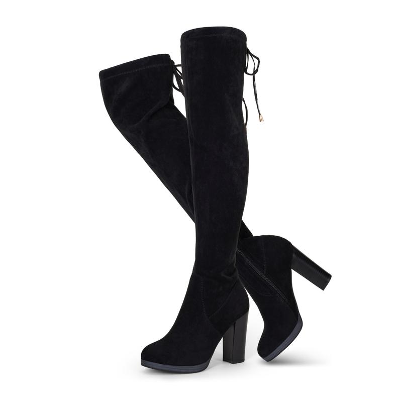 Women's 996 Thigh High Over The Knee Boots Platform 3.9 Inch Chunky Heel Suede Shoes Footwear Girl boot shoes high heels