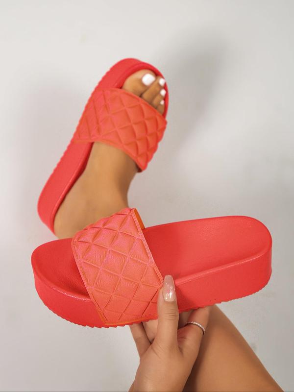 2024 Summer Women's Solid Color Quilted Slip on Flatform Sandals, Casual Comfortable Non-slip Wedge Sandals for Summer, Female All-match Open Toe Shoes for Daily Wear