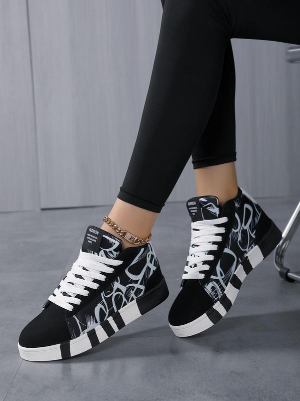 Fashionable Letter Pattern High Top Sneakers, Casual Comfortable Sports Shoes for Women, Trendy All-match Skate Shoes for Daily Wear