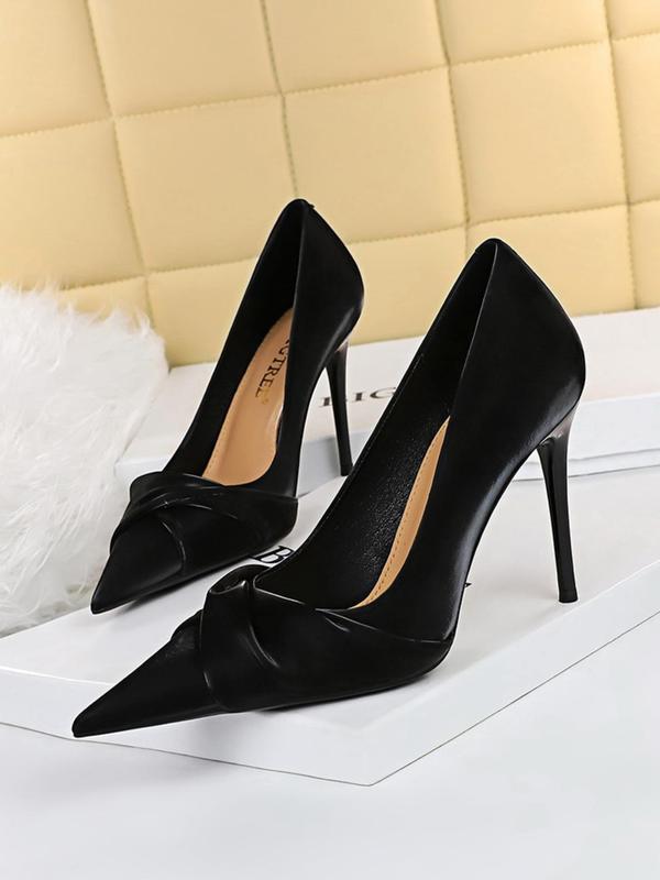 Women's Elegant Knot Design Stiletto Heels, Fashionable Pointed Toe High Heels for Party, Daily Wear for Women & Girls