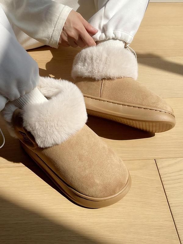 Women's Cute Bear Design Fluffy Lined, Slipper Boots, 1 Pair Trendy Soft Fuzzy Ankle Boots, Chic Warm Soft Comfy Slipper Boots for Fall & Winter