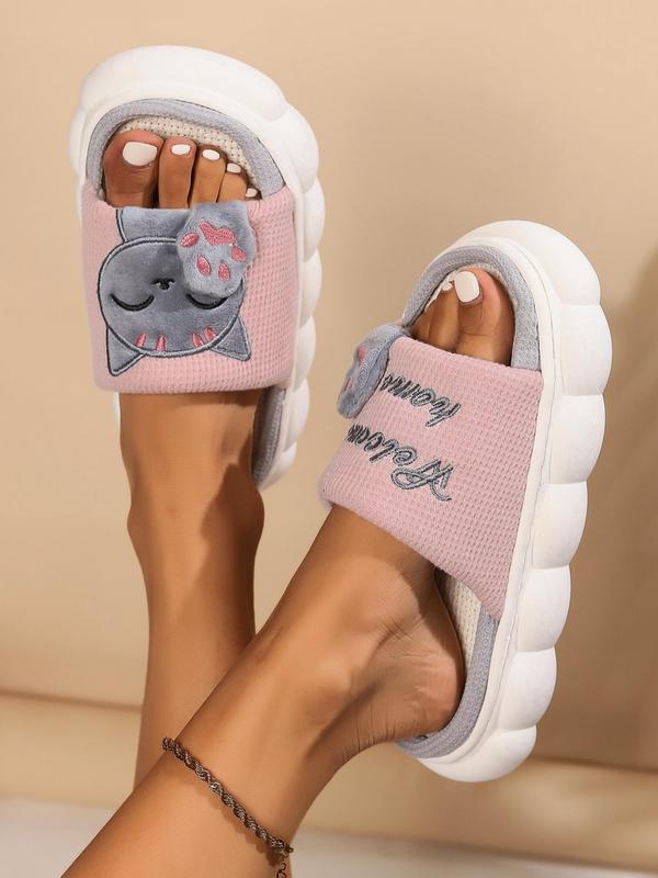 Women's Cute Kitten Design Slippers, 2024 New Style Casual Soft Comfortable Home Slippers for Couple, Non-slip Slippers for Indoor & Outdoor Wear