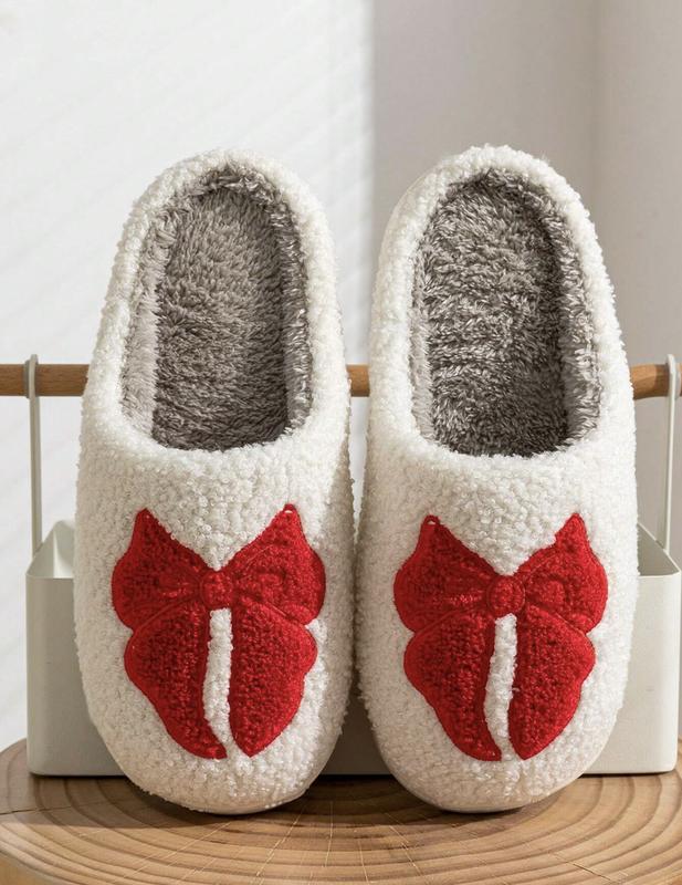 Pink Cute Bow Slip-On Slippers For Women’s  Indoor Casual Home Wear winter slipper woman slipper warm slipper Women's Fuzzy Women's Soft.  woman gift