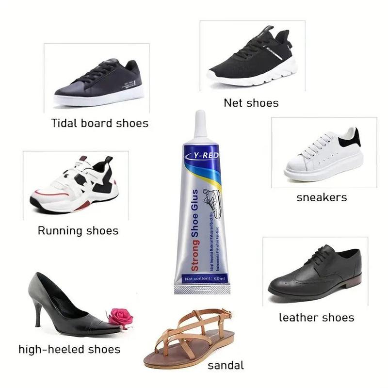 Y-RED Strong Shoe Repair Glue, 60ML Waterproof Shoe Repair Adhesive, Transparent Soft Glue for Leather, Sneakers, Athletic Shoes