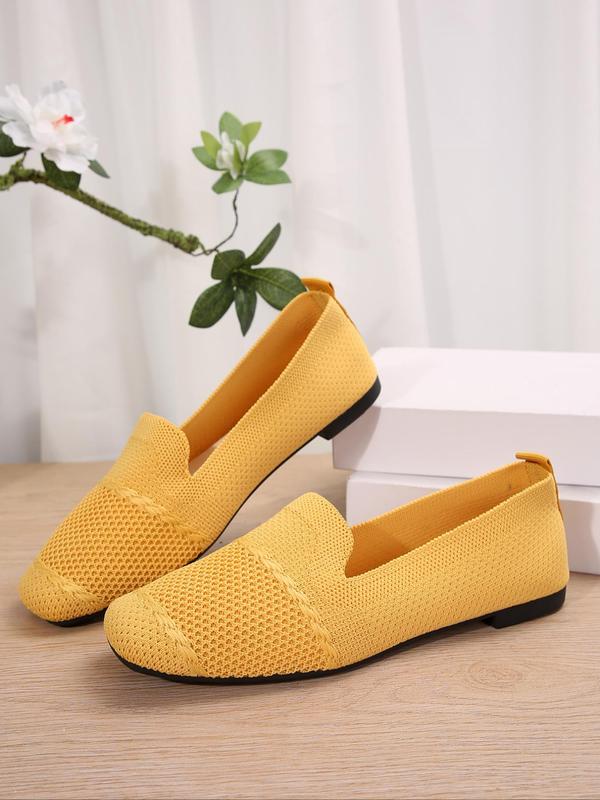 Women's Lightweight Breathable Slip on Flats, Casual Comfortable Square Toe Flat Shoes for Daily Wear, Lightweight Breathable Shoes for All Seasons