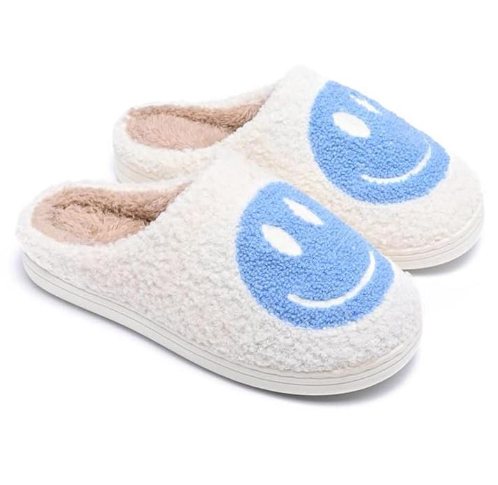 Womens Cotton Slippers Smiling Face Slippers Men Warm Fuzzy -Slip House Shoes Comfortable Cotton Slippers Home Bedroom Shoes Indoor & Outdoor