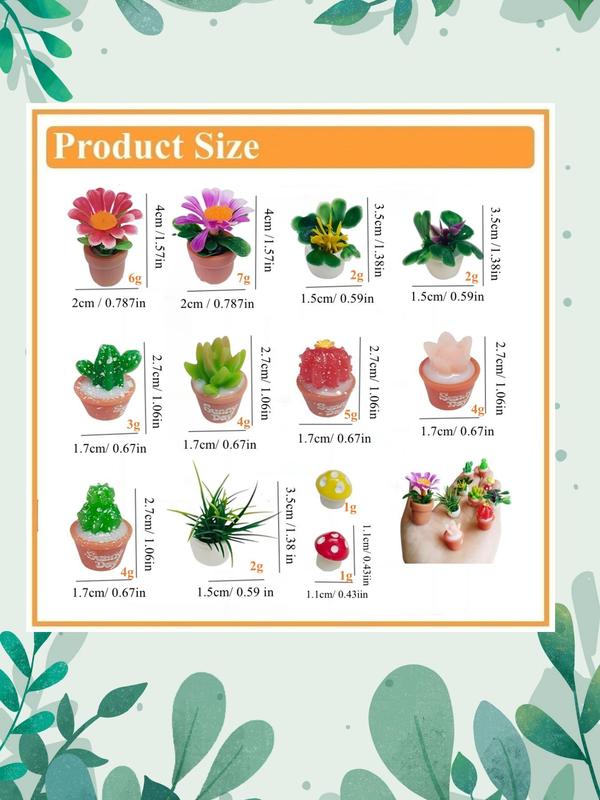 Women's Cute Pot Plants & Flower Design Clogs Charms, 12pcs set Trendy Novelty Colorful Shoes Charms, Chic Shoes Accessories for Clogs Decor