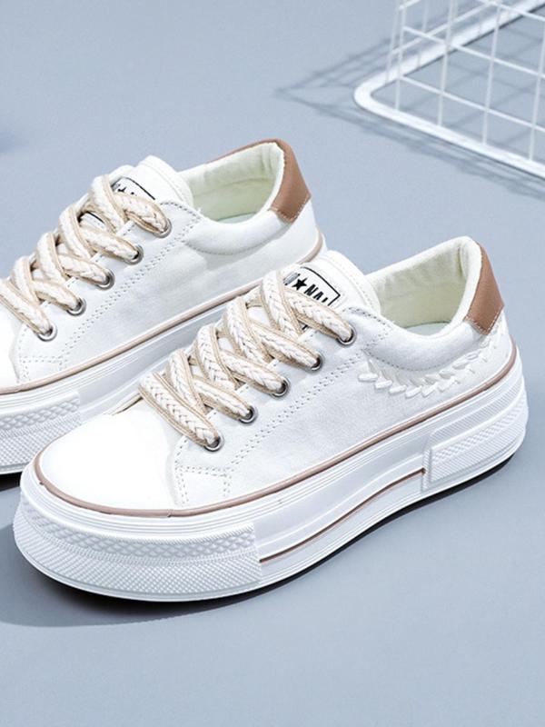 Women's Fashionable Lace Up Low Top Sneakers, Casual Comfortable Breathable Sports Shoes, Female All-match Round Toe Shoes for Daily Wear