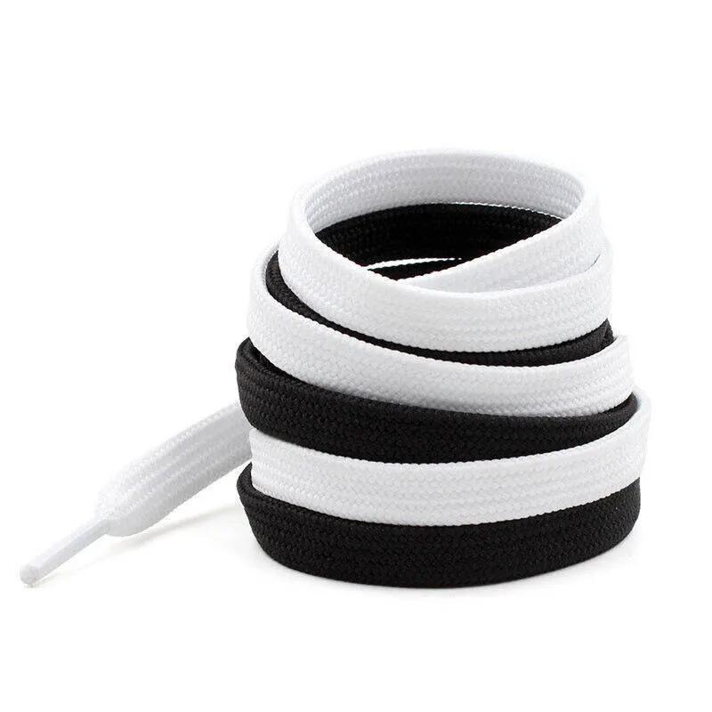 Two Pairs Black and White Solid Flat Shoelaces, Casual Simple Comfort Shoelaces for Sneakers and Boots, Athletic Minimalist Versatile Shoelaces, Shoes Accessories, footwear Bedroom