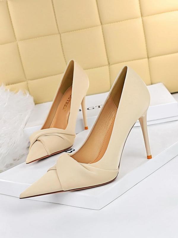 Women's Elegant Knot Design Stiletto Heels, Fashionable Pointed Toe High Heels for Party, Daily Wear for Women & Girls