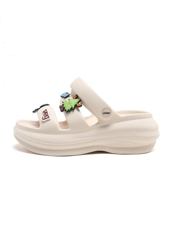 Women's Casual Letter Label Design Clogs, Fashion All-match Soft Comfortable Home Slippers, Summer Outdoor Beach Shoes for Women & Girls