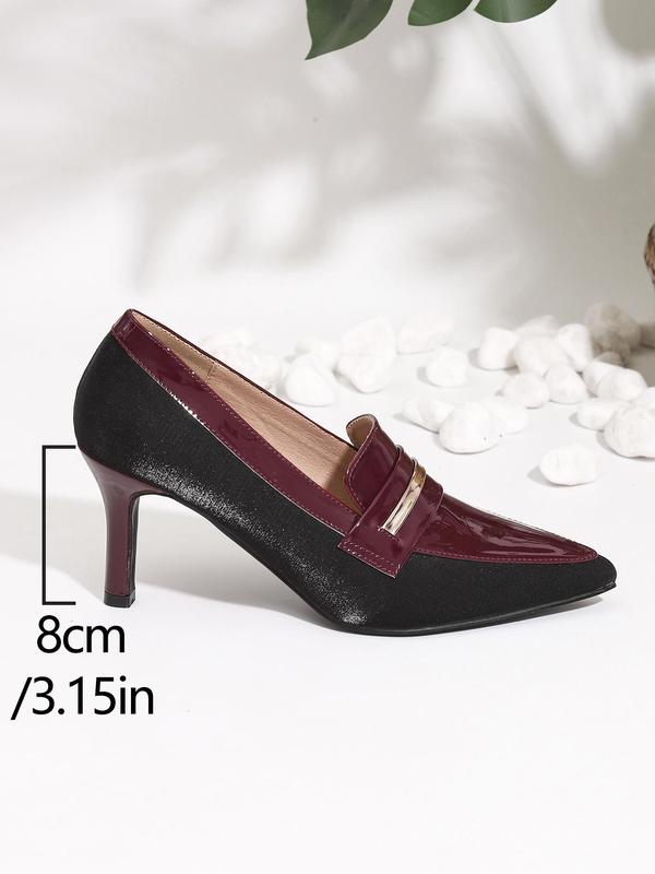 Women's Fashionable Colorblock Pointed Toe High Heel Shoes, Elegant Slip on Court Pumps for Party, Daily Clothing Decor for Women & Girls