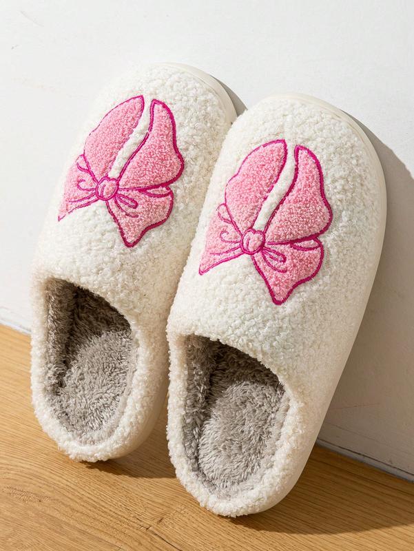 Pink Cute Bow Slip-On Slippers For Women’s  Indoor Casual Home Wear winter slipper woman slipper warm slipper Women's Fuzzy Women's Soft.  woman gift