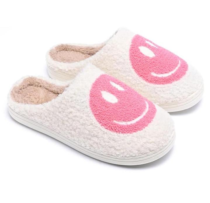 Womens Cotton Slippers Smiling Face Slippers Men Warm Fuzzy -Slip House Shoes Comfortable Cotton Slippers Home Bedroom Shoes Indoor & Outdoor