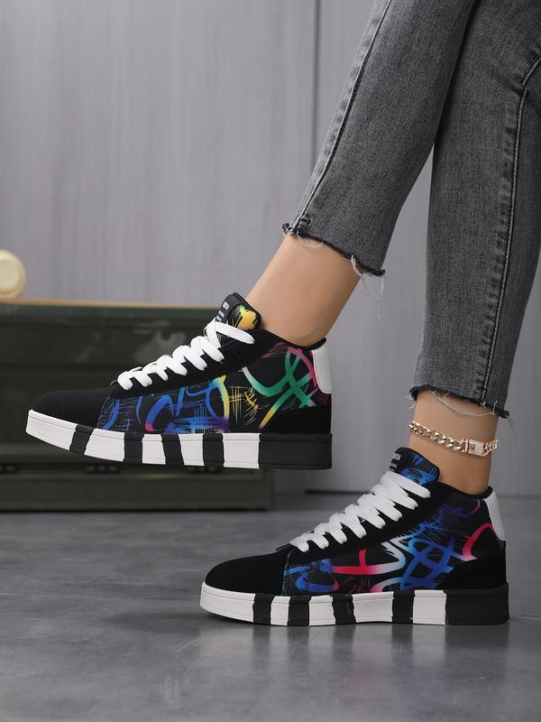 Fashionable Letter Pattern High Top Sneakers, Casual Comfortable Sports Shoes for Women, Trendy All-match Skate Shoes for Daily Wear