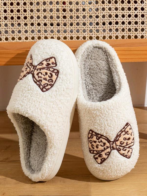 Pink Cute Bow Slip-On Slippers For Women’s  Indoor Casual Home Wear winter slipper woman slipper warm slipper Women's Fuzzy Women's Soft.  woman gift