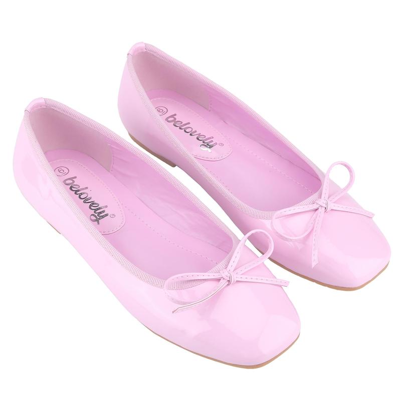 [6 Colors, Size 6-11] Women Flat Mary Jane Shoes Ballet Shoes Square Bow Wedding Party Shoes