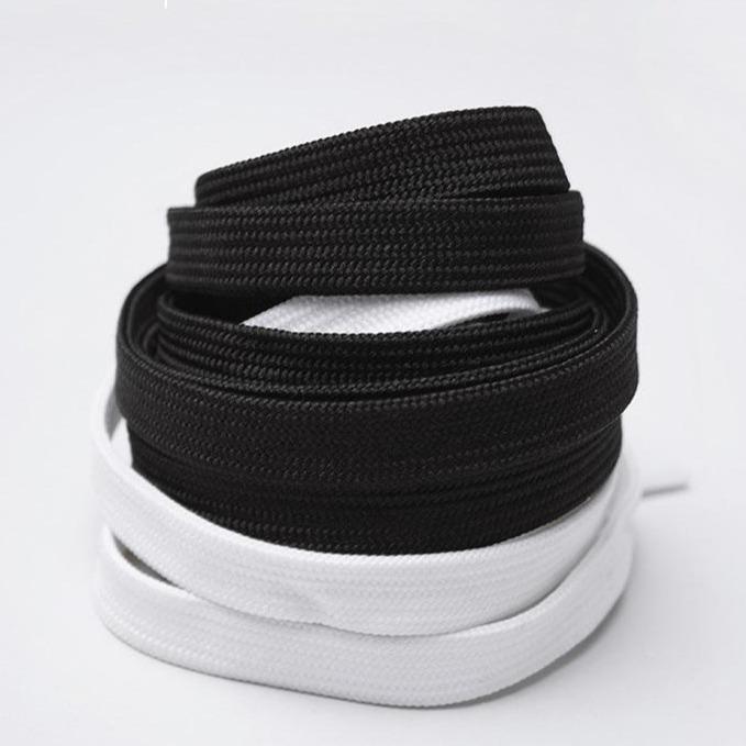 Two Pairs Black and White Solid Flat Shoelaces, Casual Simple Comfort Shoelaces for Sneakers and Boots, Athletic Minimalist Versatile Shoelaces, Shoes Accessories, footwear Bedroom