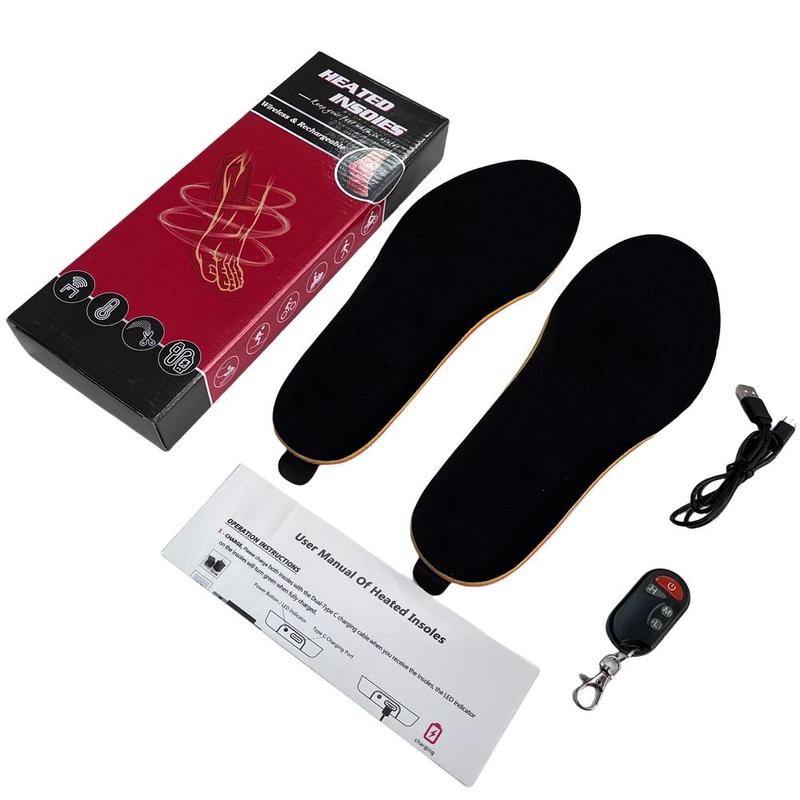 Heated Insoles, 1 Pair USB Rechargeable Heated Shoe Pads, Smart Remote Control Electric Heated Insoles, Winter Warm Foot Warmer