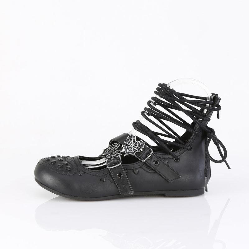 Demonia Daisy-11 Black Vegan Leather Flats