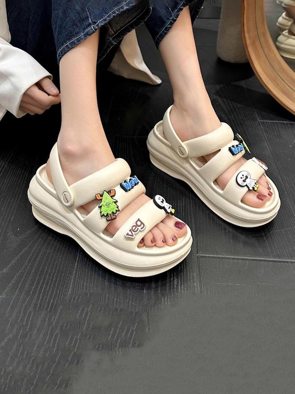 Women's Casual Letter Label Design Clogs, Fashion All-match Soft Comfortable Home Slippers, Summer Outdoor Beach Shoes for Women & Girls