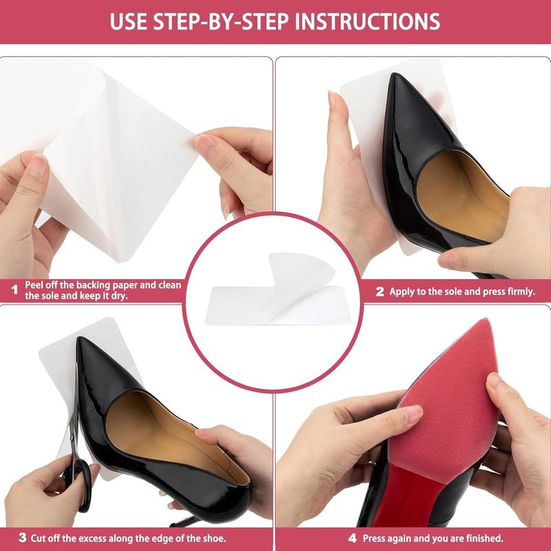 Shoe Sole Protector, 4 count Self Adhesive Shoe Bottom Protector for High Heels, Silicone Anti Slip Shoe Grips on Bottom of Shoes, Sole Guard Non Slip Pads for Shoes (Medium, 6