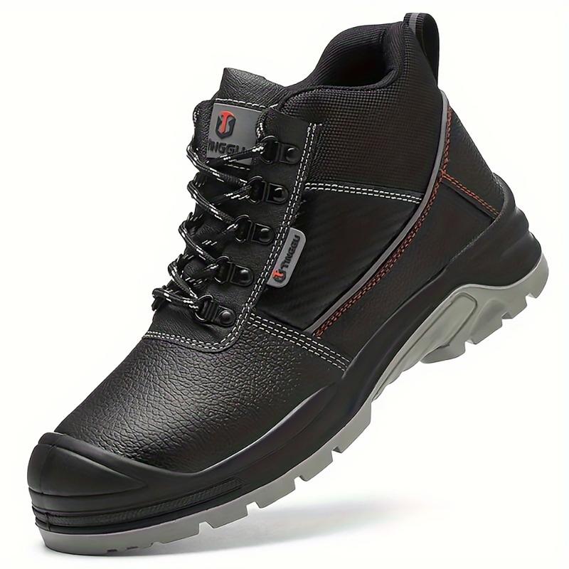 Indestructible Work Boots for Men Steel Toe Safety Boots Water resistant Mens Leather Safety Toe Shoes Mechanic Restaurant Garden Car Driver Steel Toe