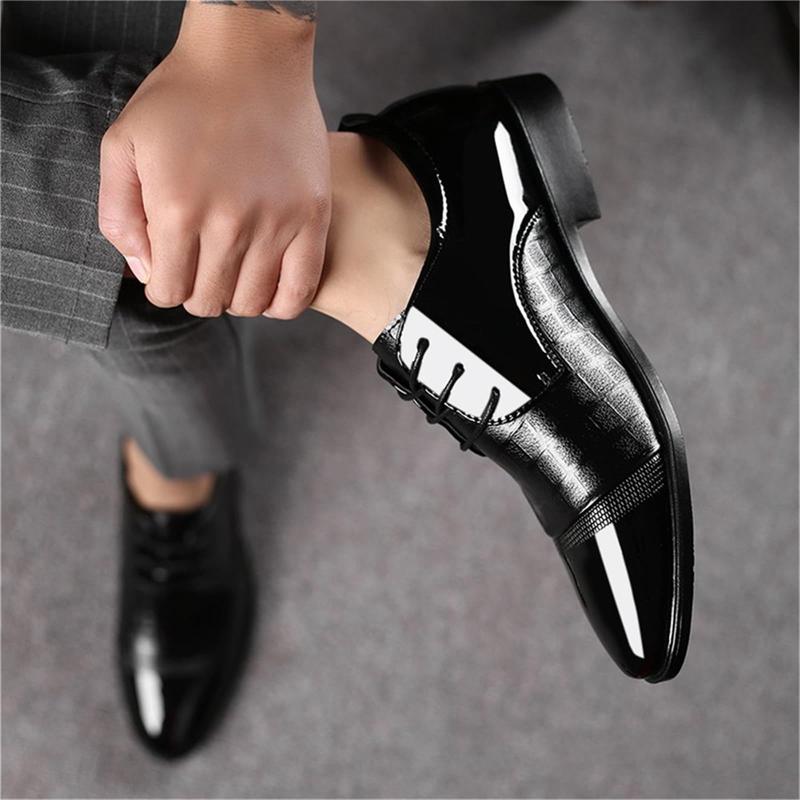 Men's Trendy Oxford Stitching Uppers Business Casual Leather Dress Shoes oxford shoes