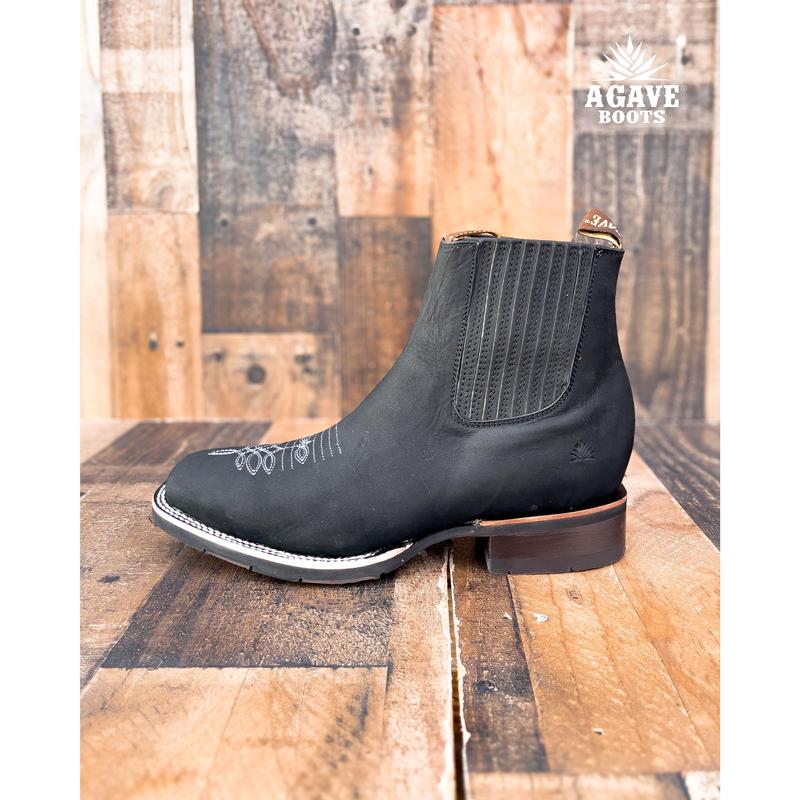 BOTIN   ANKLE BOOT   CHELSEA BOOT BLACK | MEN SQUARE TOE WESTERN RUBBER SOLE 8 SEGUNDOS BOTIN