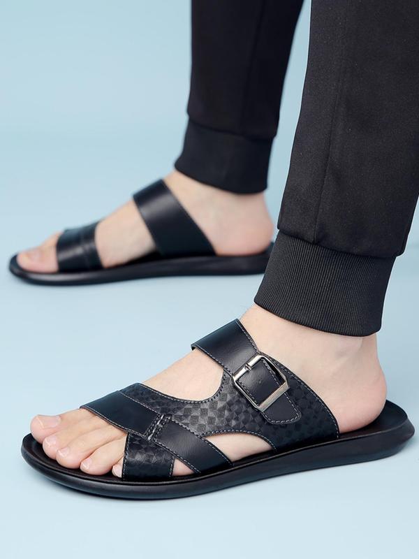 Men's Casual Textured Design Slip on Sandals, Fashionable Soft Sole Non-slip Beach Sandals, Lightweight Breathable Comfortable Shoes for Daily Wear