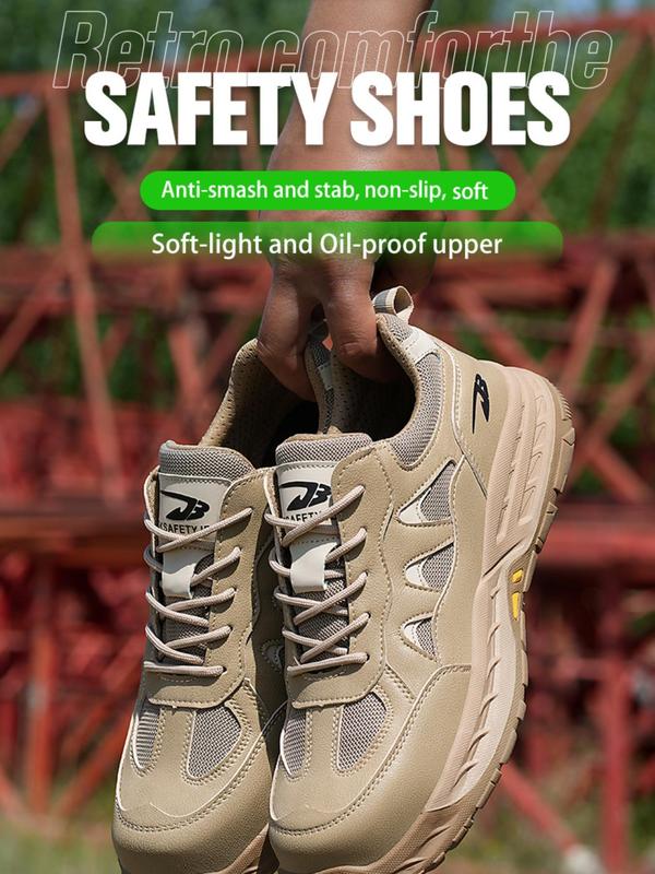 Anti-stabbing Safety Shoes, Men's Anti-smashing Workout Sneakers, Lightweight Breathable Foldable Work Shoes, Anti-slip & Oil Resistant Safety Shoes