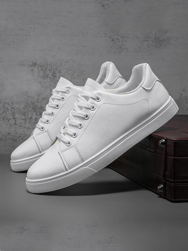 Men's Plain Lace up Low Top Sneakers, Casual Outdoor Sports Shoes, Trendy All-match Skate Shoes for Daily Wear, Trainer Walking Shoes