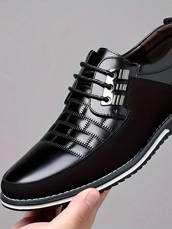 Men's Business Formal Lace Up Dress Sneakers, Fashionable Solid Color Round Toe Flat Shoes for Work Office, Male All-match Commuter Shoes for Daily Wear