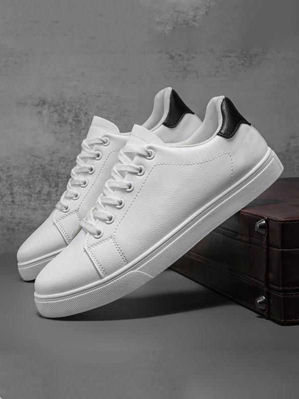 Men's Plain Lace up Low Top Sneakers, Casual Outdoor Sports Shoes, Trendy All-match Skate Shoes for Daily Wear, Trainer Walking Shoes